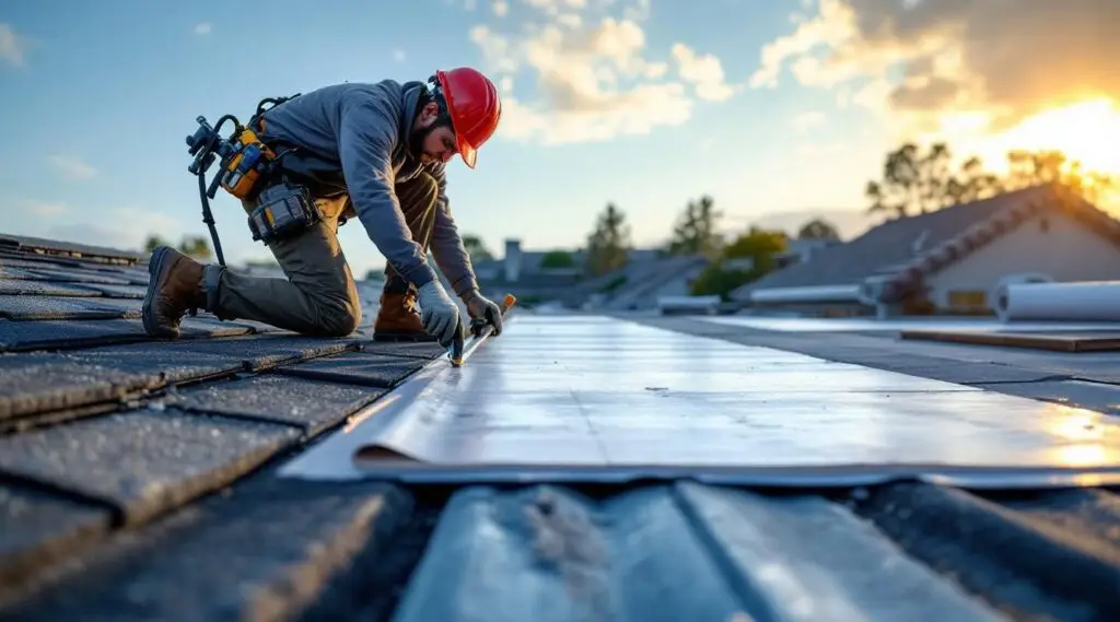 Professional roofing crew installing architectural shingles on a suburban home in Brian Head.